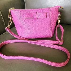 Fuchsia Vegan Leather Crossbody Bag